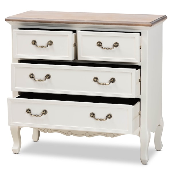 Baxton Studio Amalie White and Oak Finished 4-Drawer Accent Dresser - 160-10240