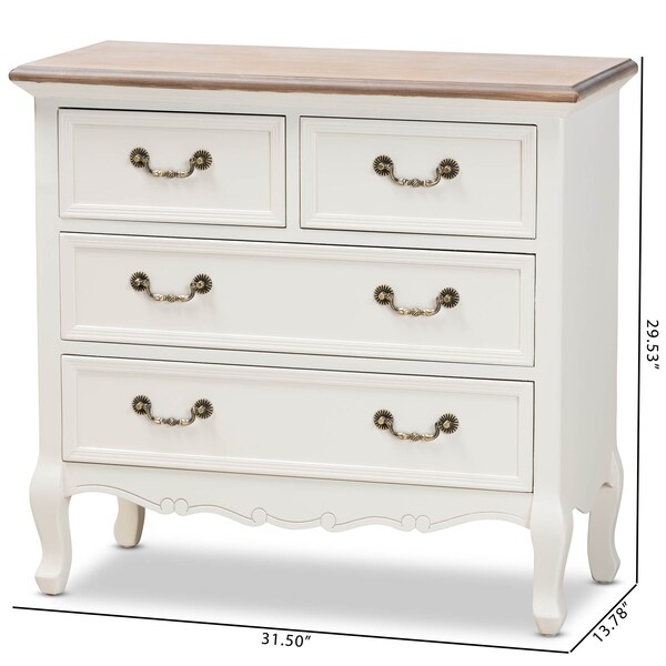 Baxton Studio Amalie White and Oak Finished 4-Drawer Accent Dresser - 160-10240