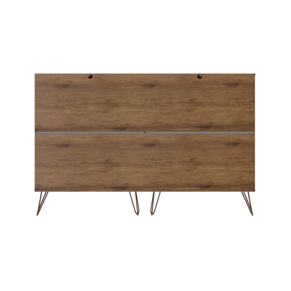 Manhattan Comfort Rockefeller 10-Drawer Double Tall Dresser in Nature and Rose Pink - 156GMC6
