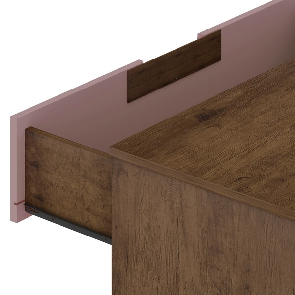 Manhattan Comfort Rockefeller 10-Drawer Double Tall Dresser in Nature and Rose Pink - 156GMC6