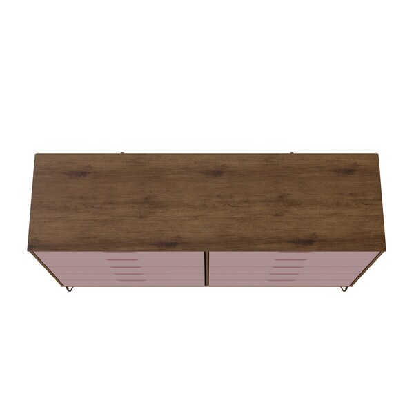 Manhattan Comfort Rockefeller 10-Drawer Double Tall Dresser in Nature and Rose Pink - 156GMC6