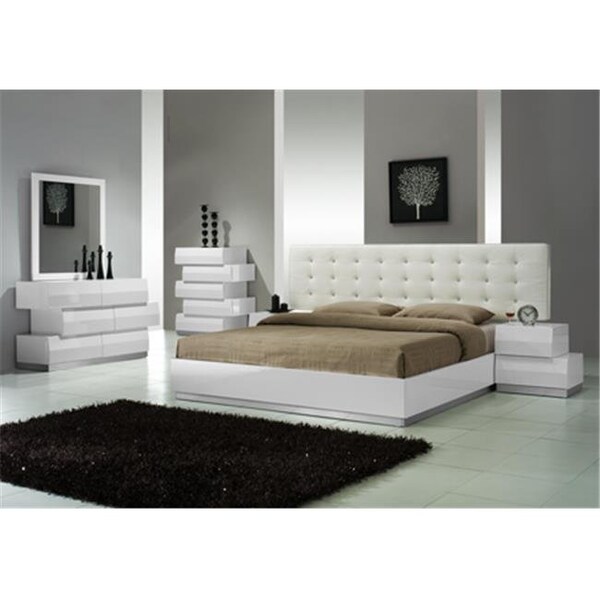 J&M Furniture J & M Furniture 17687-DM Milan Dresser & Mirror in White - White Lacquer - 17687-DM