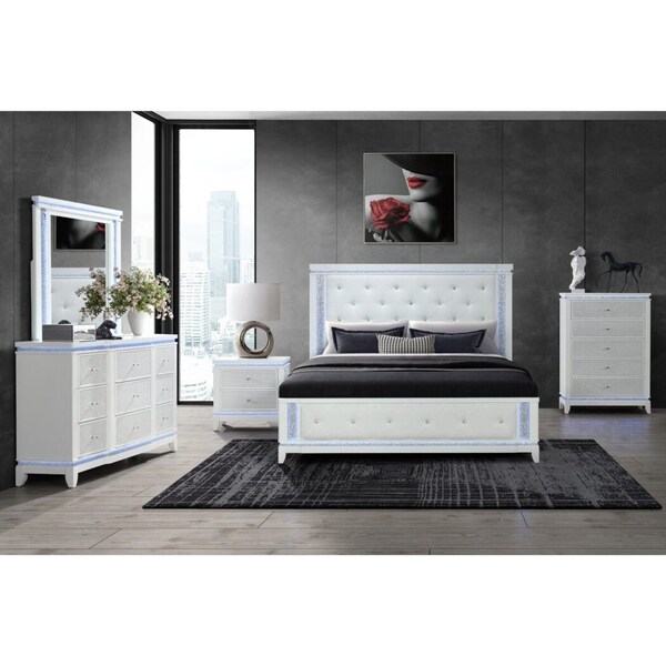 Global Furniture Usa Contemporary Alina-White-Chest W/ Led - 5536