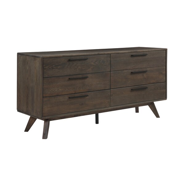 Armen Living Astoria Oak Dresser for Bedroom with 6 Drawers - LCAHDRDG