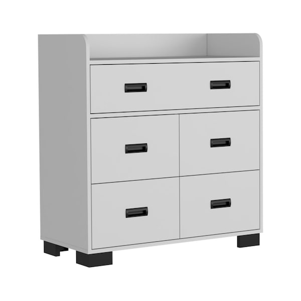 Tuhome Alyn Dresser, Four Legs, Four Drawers, One Double Drawer, Superior Top, White - CLB7154