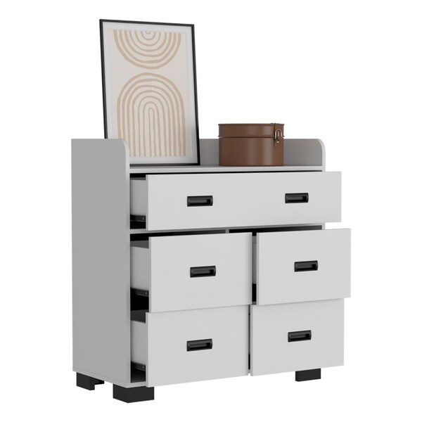 Tuhome Alyn Dresser, Four Legs, Four Drawers, One Double Drawer, Superior Top, White - CLB7154