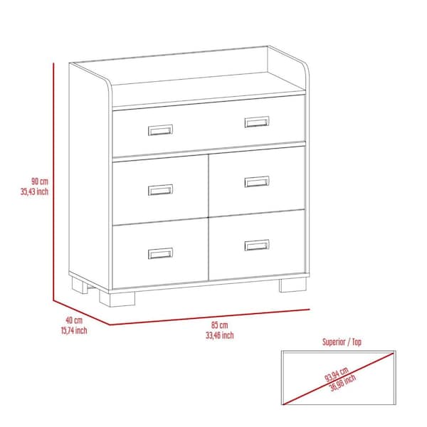 Tuhome Alyn Dresser, Four Legs, Four Drawers, One Double Drawer, Superior Top, White - CLB7154
