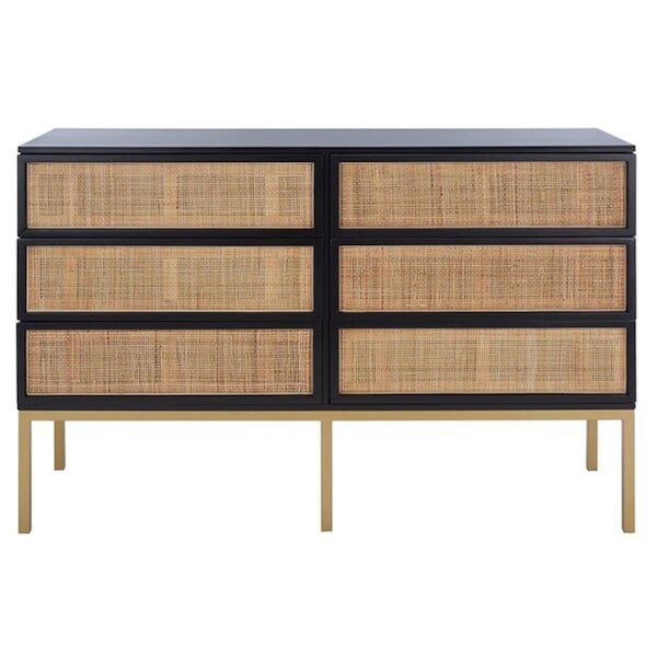 Safavieh Zadie Rattan Dresser, Black & Natural - DRS5003A-2BX