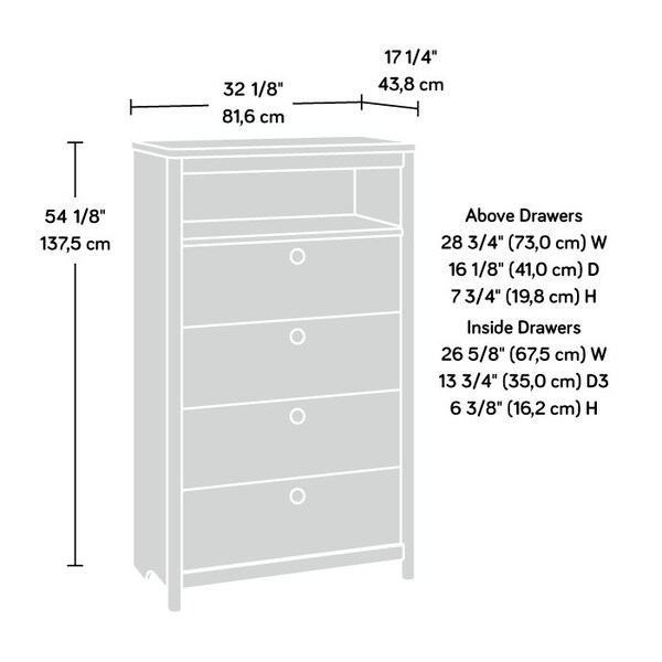 Sauder Dover Edge 4 Drawer Chest To A2 , Safety tested for stability to help reduce tip-over accidents - 433515