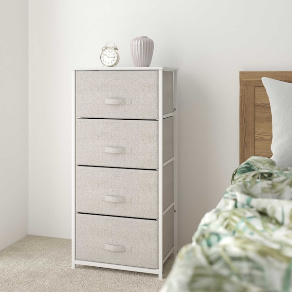 Flash Furniture White/Gray 4 Drawer Storage Dresser Organizer - WX-5L203-X-WH-GR-GG