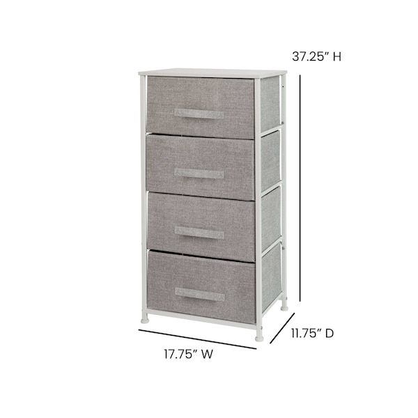 Flash Furniture White/Gray 4 Drawer Storage Dresser Organizer - WX-5L203-X-WH-GR-GG