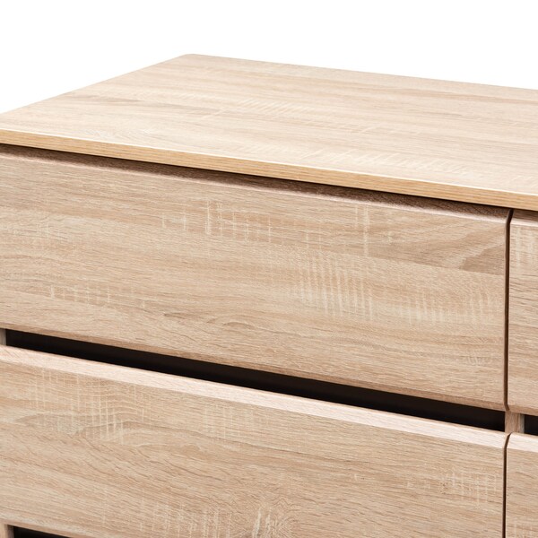 Baxton Studio Miren Mid-Century Modern Light Oak and Dark Grey 6-Drawer Dresser - 148-8256