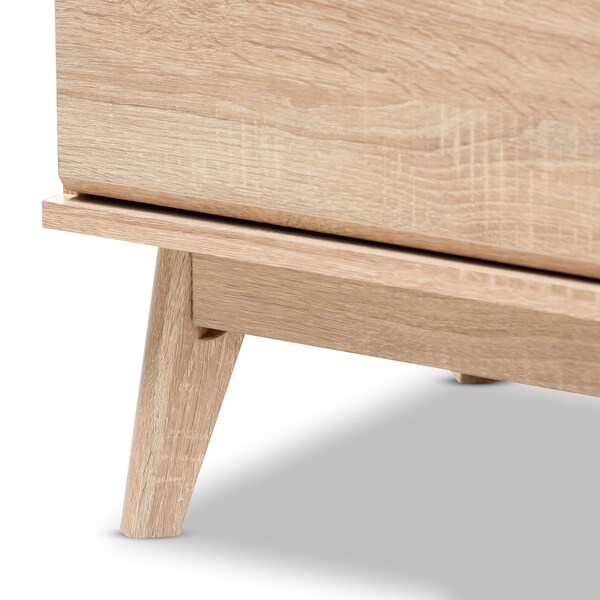 Baxton Studio Miren Mid-Century Modern Light Oak and Dark Grey 6-Drawer Dresser - 148-8256