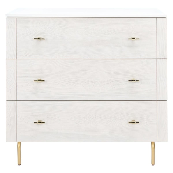 Safavieh Genevieve 3 Drawer Dressers, White & White Washed - DRS5000D