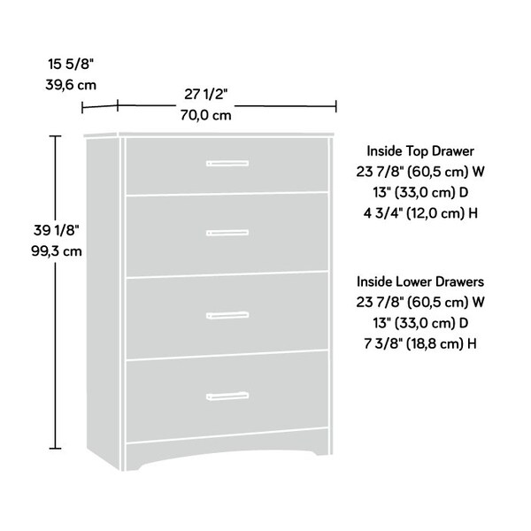 Sauder Beginnings 4 Drawer Chest Ss , Safety tested for stability to help reduce tip-over accidents - 428231
