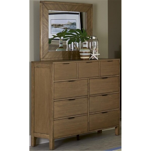 Progressive Furniture Strategy Distressed Jute Drawer Dresser With Mirror - 79 X 50 X 18 In. - B100-23/50
