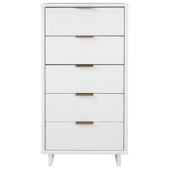 Manhattan Comfort Granville Tall 23.62 Narrow Dresser in White - DR-5001
