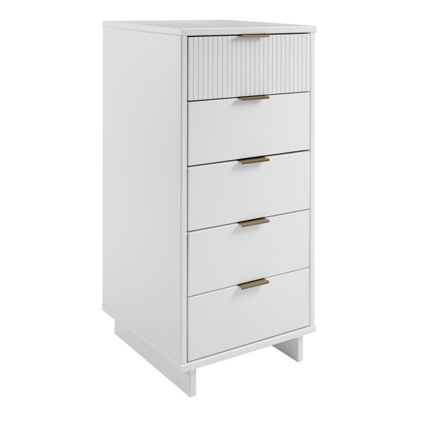Manhattan Comfort Granville Tall 23.62 Narrow Dresser in White - DR-5001