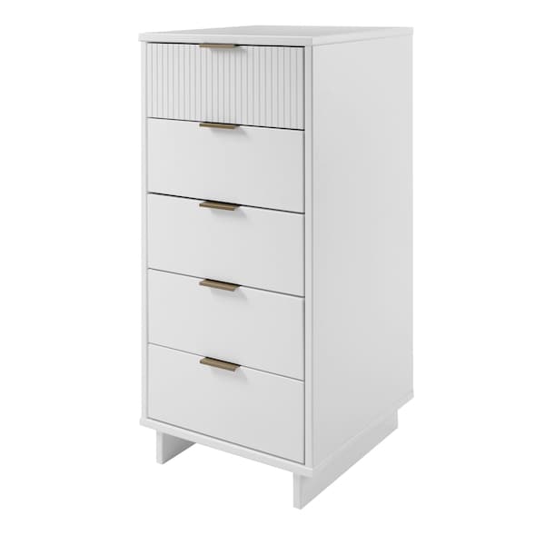 Manhattan Comfort Granville Tall 23.62 Narrow Dresser in White - DR-5001