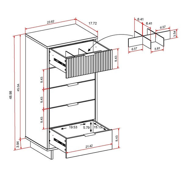 Manhattan Comfort Granville Tall 23.62 Narrow Dresser in White - DR-5001
