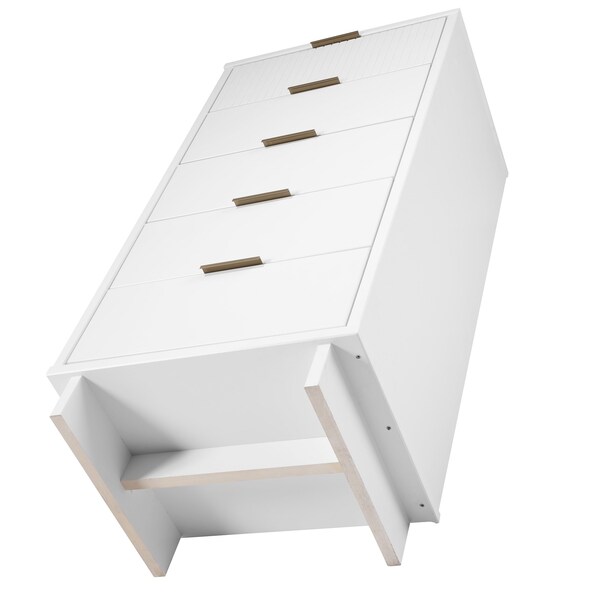 Manhattan Comfort Granville Tall 23.62 Narrow Dresser in White - DR-5001