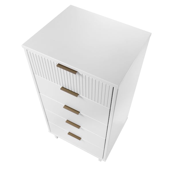 Manhattan Comfort Granville Tall 23.62 Narrow Dresser in White - DR-5001