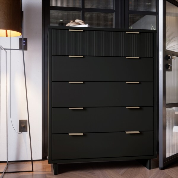 Manhattan Comfort Granville 45.27 Tall Dresser in Black - DR-5022