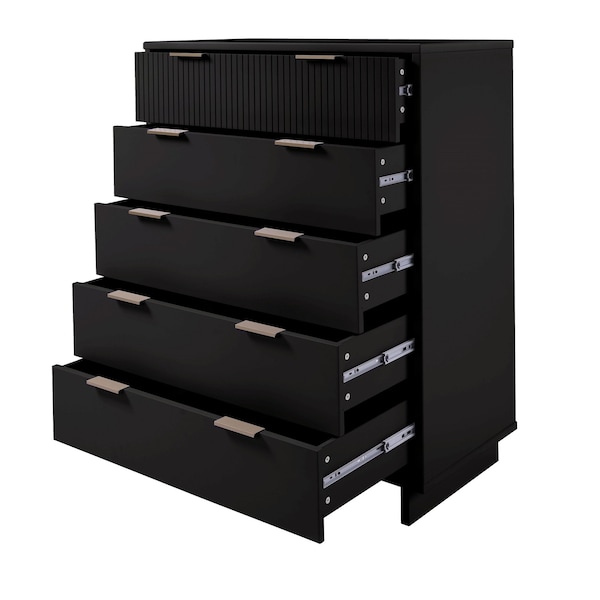 Manhattan Comfort Granville 45.27 Tall Dresser in Black - DR-5022