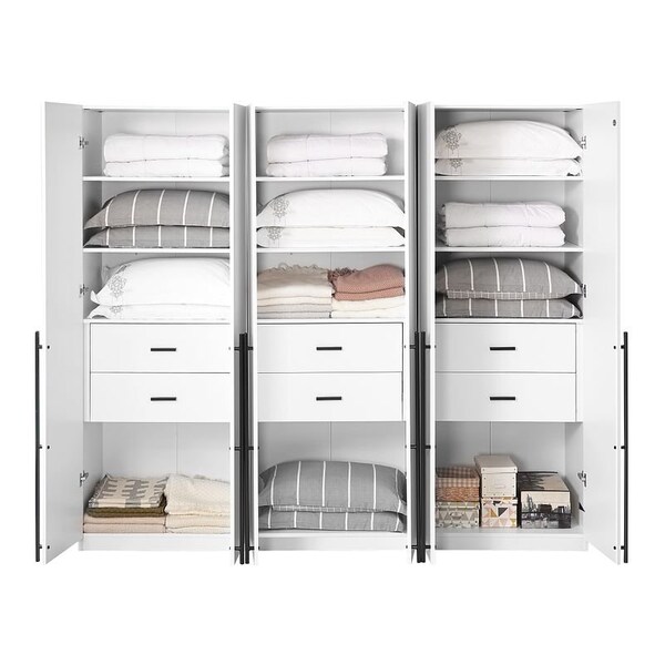 Manhattan Comfort Lee Wardrobe Closet 1.0 in White, 3PK - 3-WC001-WH