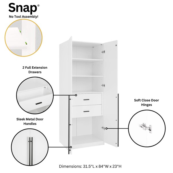Manhattan Comfort Lee Wardrobe Closet 1.0 in White, 3PK - 3-WC001-WH