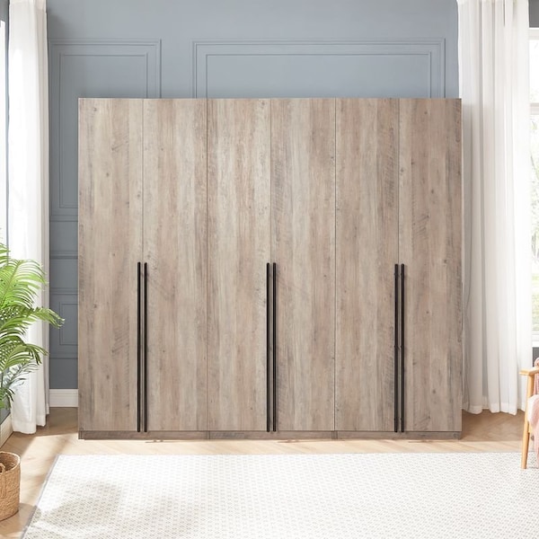 Manhattan Comfort Lee Wardrobe Closet 3.0 in Rustic Grey, 3PK - 3-WC003-GY