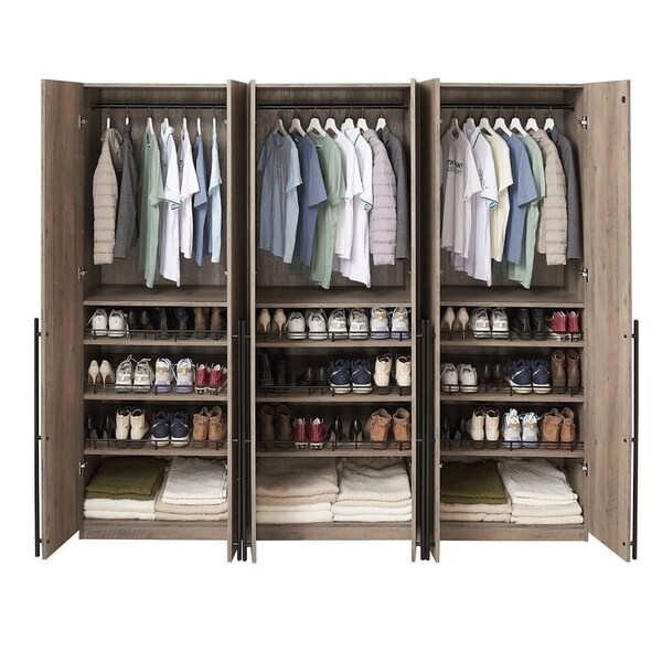 Manhattan Comfort Lee Wardrobe Closet 3.0 in Rustic Grey, 3PK - 3-WC003-GY