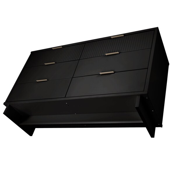 Manhattan Comfort Granville 55.07 Double Wide Dresser in Black - DR-5032