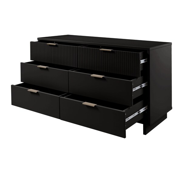 Manhattan Comfort Granville 55.07 Double Wide Dresser in Black - DR-5032