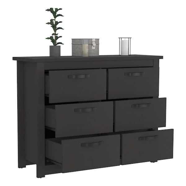 Tuhome Becca 6 Drawer Double Dresser, Four Legs, Metal Hardware, Light Gray - CLZ7151