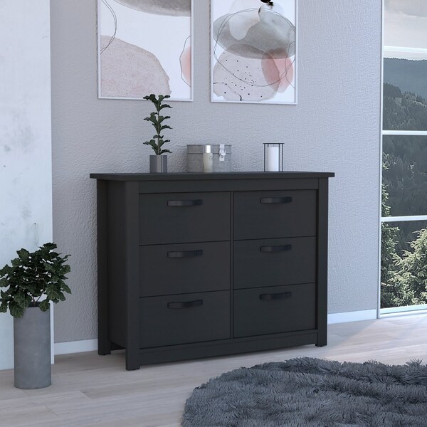 Tuhome Becca 6 Drawer Double Dresser, Four Legs, Metal Hardware, Light Gray - CLZ7151