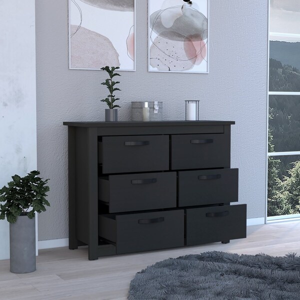 Tuhome Becca 6 Drawer Double Dresser, Four Legs, Metal Hardware, Light Gray - CLZ7151