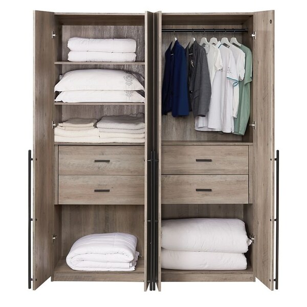 Manhattan Comfort Lee Module Wardrobe 1.0 & 2.0 Closet in Rustic Grey, 2PK - 2-WC0012-GY