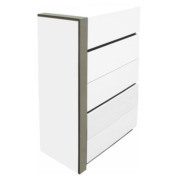 Best Master Furniture Seville White Modern 5 Drawer Chest - SEVILLE 5 DRAWER CHEST