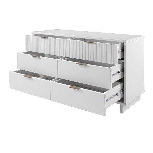 Manhattan Comfort Granville 55.07 Double Wide Dresser in White - DR-5031