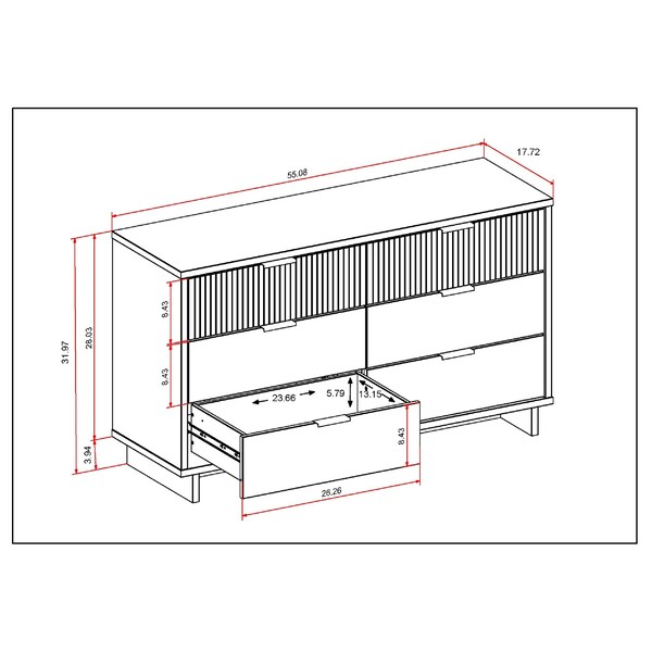 Manhattan Comfort Granville 55.07 Double Wide Dresser in White - DR-5031