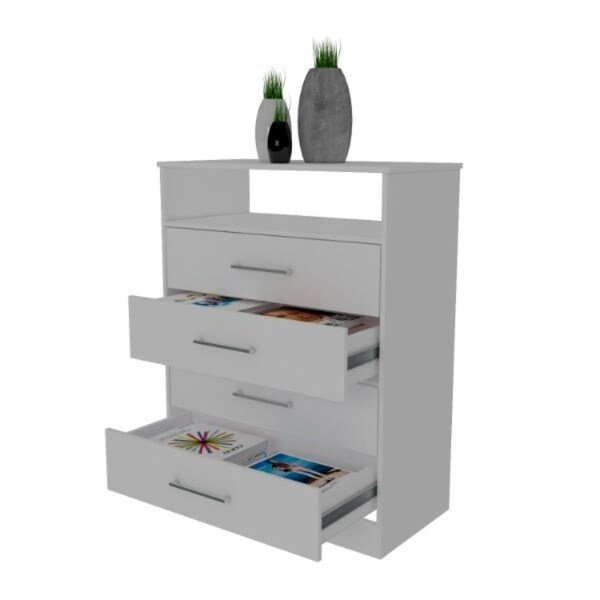 Tuhome Continental Dresser, Superior Top, Four Drawers, One Shelf, White - CLB5569