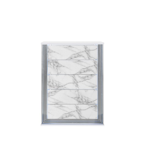 Global Furniture Usa Modern  High Gloss Ylime White Marble Chest With Led - 2496