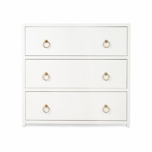 Homeroots 32.25 x 34 x 18 in. Lark White 3 Drawer Chest - 389816