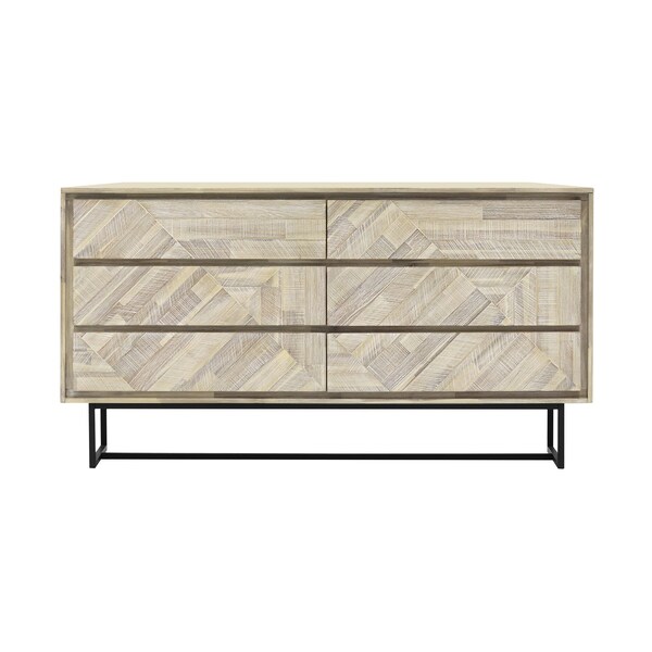 Armen Living Peridot 6 Drawer Dresser in Natural Acacia Wood - LCPEDRNAT