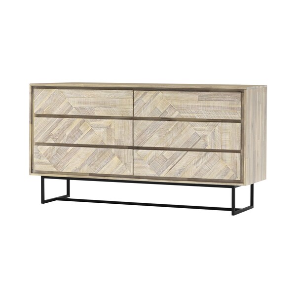 Armen Living Peridot 6 Drawer Dresser in Natural Acacia Wood - LCPEDRNAT