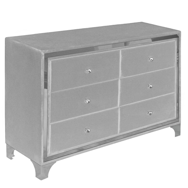 Kd Muebles De Dormitorio Monica Velvet Upholstered Double Dresser, Gray - KD2831287