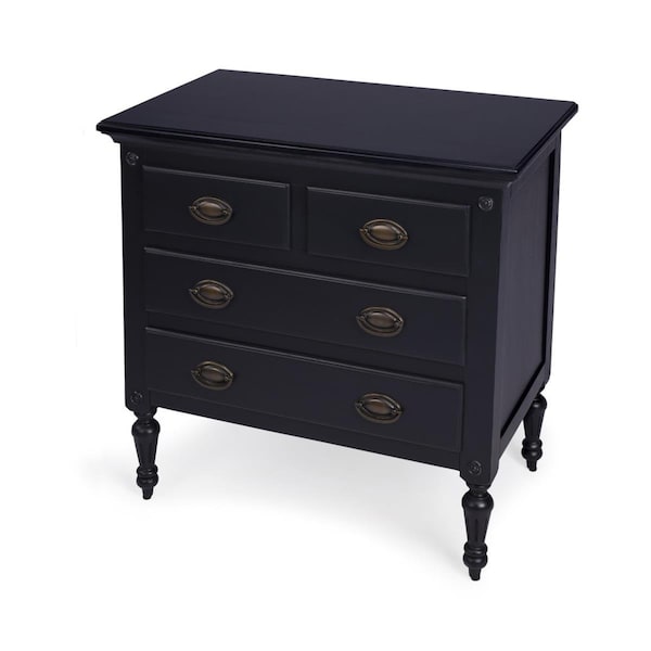 Homeroots 30.75 x 31.5 x 19 in. Easterbrook Black 4 Drawer Chest - 389778