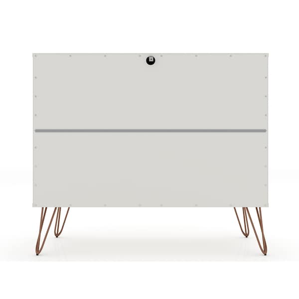 Manhattan Comfort Rockefeller Dresser in Off White and Nature (Set of 2) - 2-103GMC3