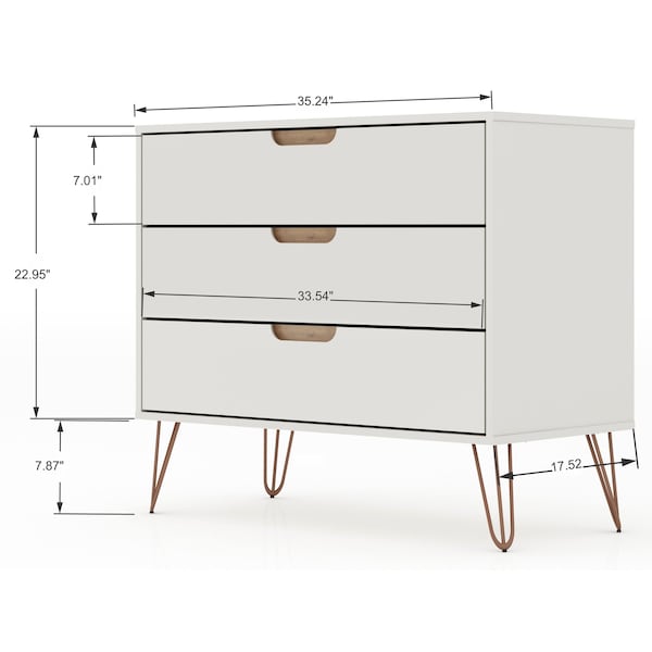 Manhattan Comfort Rockefeller Dresser in Off White and Nature (Set of 2) - 2-103GMC3
